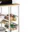 Chariot de cuisine moderne et naturel brun et blanc, tablette spacieuse pour ustensiles de cuisine, double rangement, 4 appareils transportables, rangement avec tablettes et mouvement