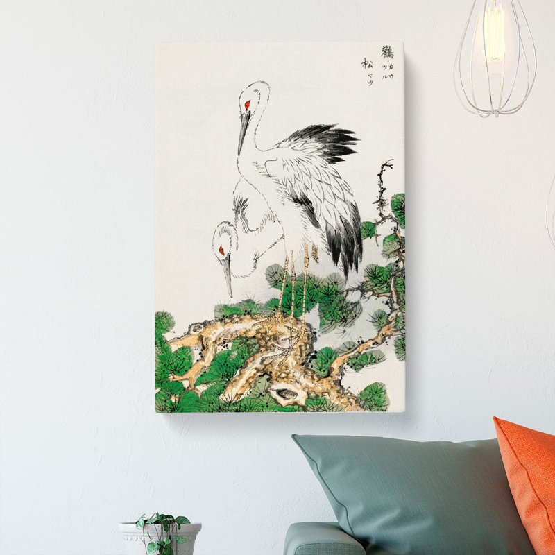 Two Japanese Storks by Numata Kashu - Wrapped Canvas, 50cm H x 35cm W x 3cm D