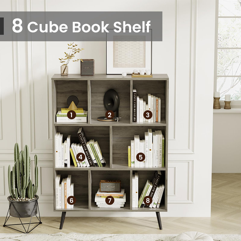 Floor Standing Office Bookshelf, Dark Grey