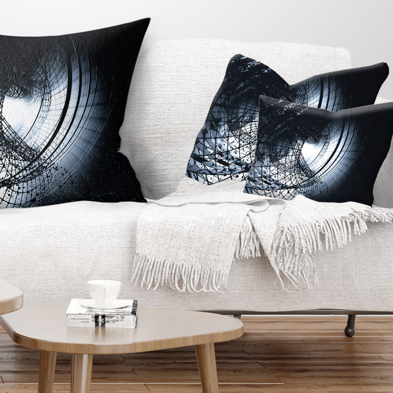 Art abstrait 3D en spirale noire - coussin imprimé abstrait, Rectangulaire, 12 po x 20 po