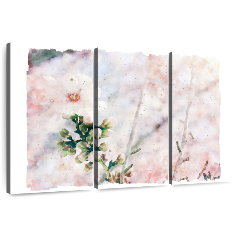 Aquarelle Harnek, cerisier blanc, H 42 po x l 65 po