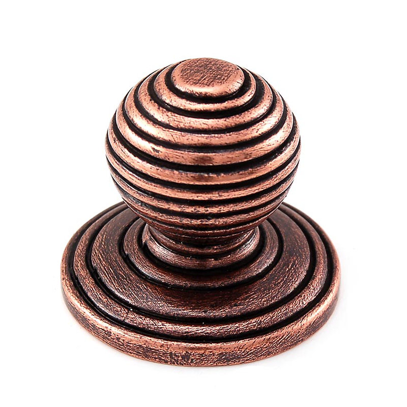 Sanzio Round Knob, 1" H x 1" W x 1.25" D, Antique Copper