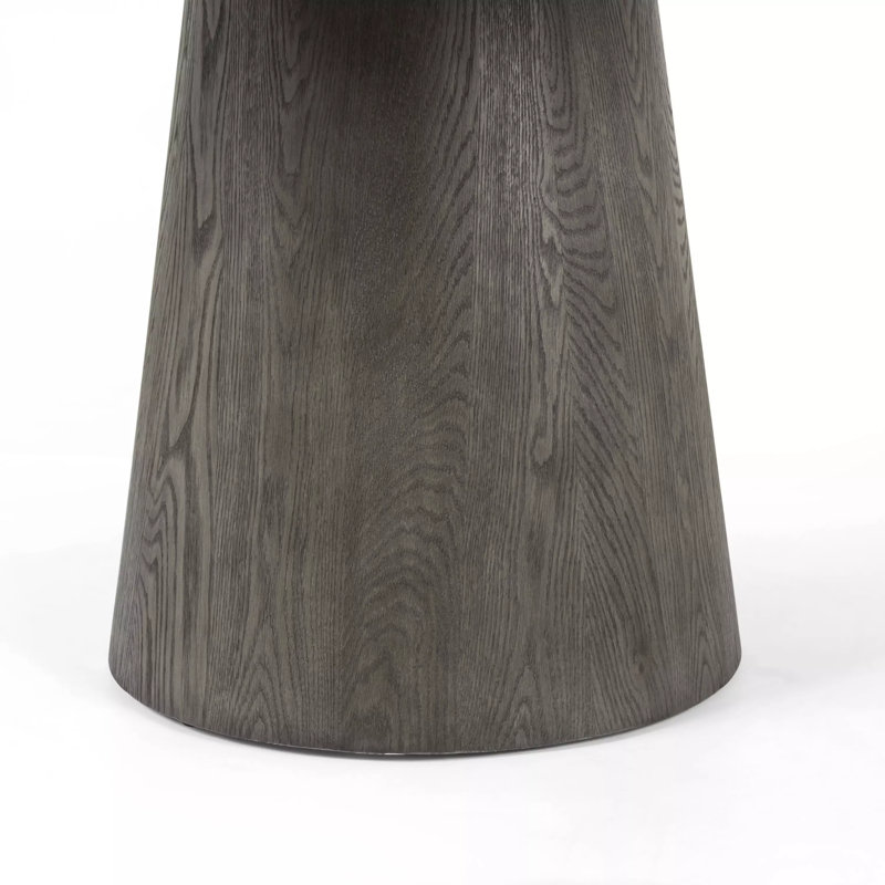 Skye Round Oak Pedestal Dining Table, 30" H x 55" W x 55" D, White Marble/Weathered Dark Oak