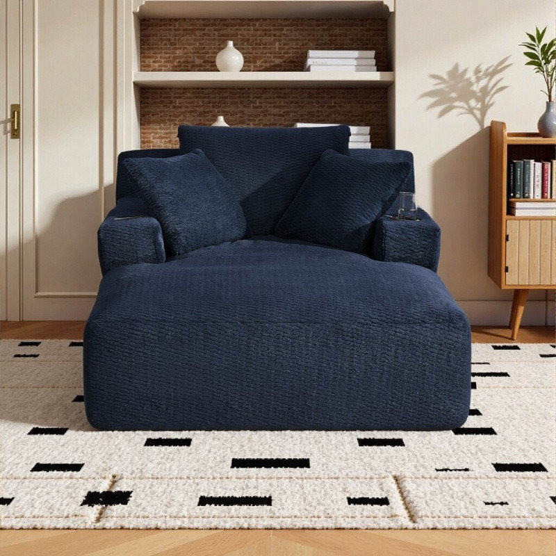 Méridienne surdimensionnée luxueuse - confort instantané, assemblage nul, Bleu