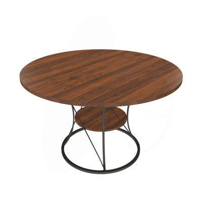 43 Inch Round Extendable Dining Table For 4-6, Farmhouse Kitchen Table With Storage Shelf & Metal Base, Marble Veneer Table From 43 To 59 Inch, Large