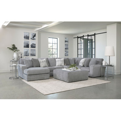  Dhevan 4 - Piece Chenille Chaise Sectional with Ottoman