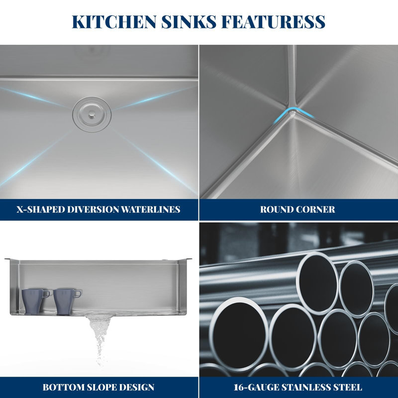 33 Inch Stainless Steel Drop-In Workstation Kitchen Sink with Accessories