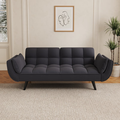 Minimalist 74-Inch Tufted Convertible Multifunctional Sofa Bed, Compact Living Room & Bedroom Leisure Sofa for Small Spaces by George Oliver
