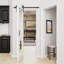 Porte de grange pliante de 84 po avec miroir entièrement vitré, en bois manufacturé massif blanc, préassemblée et peignable, 36 po x 84 po (quincaillerie incluse) (Idéale pour petit placard, garde-manger, buanderie, salle de bain)-101783525