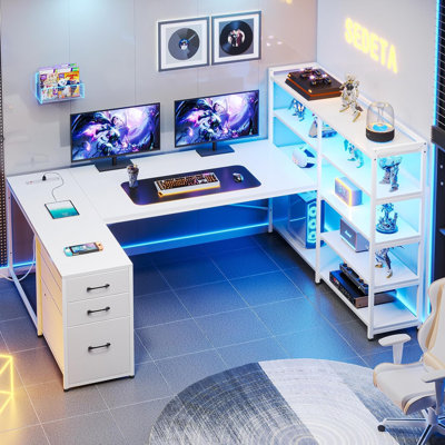 Modular Computer Desk with Built-In Electrical Outlet