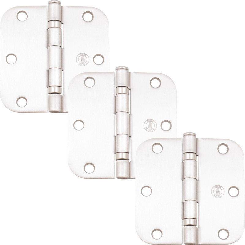 Charnières de porte à roulement à billes 3-1 / 2 ", coin de rayon 5/8", Nickel satiné