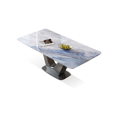 Blue Rectangular Sintered Stone tabletop Dining Table