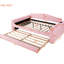 Lit de jour moderne rembourré avec rangement et système, molleton rose, gigogne avec accoudoirs Space Design, appareil audio-1991146972-1991146973