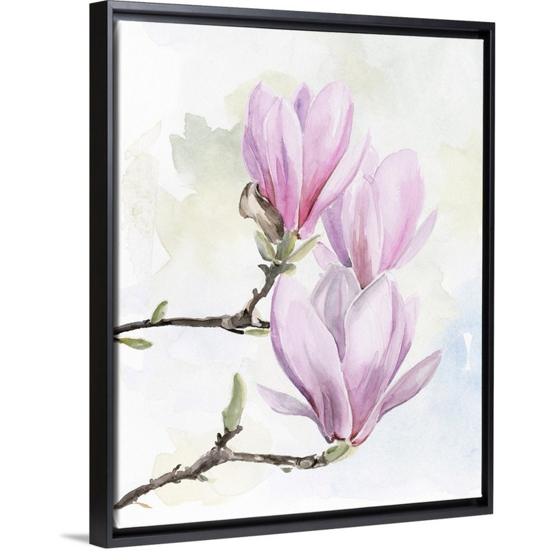 «Magnolia Blooms I», art mural sur toile, H 16 po x l 20 po x P 1,25 po, Cadre noir