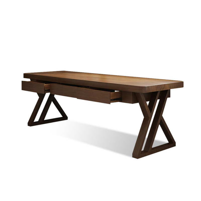 Dark Walnut Rectangular Solid Wood desks, 29.53" H x 70.87" W x 23.62" D