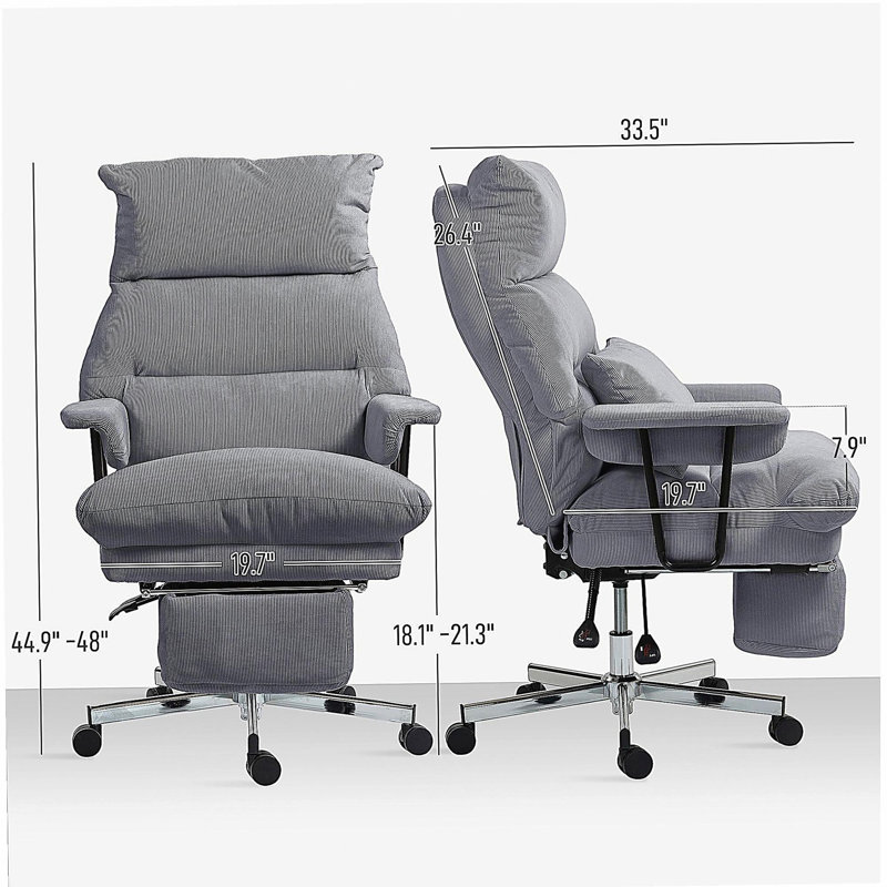 Chaise de bureau surdimensionnée avec support lombaire, gris