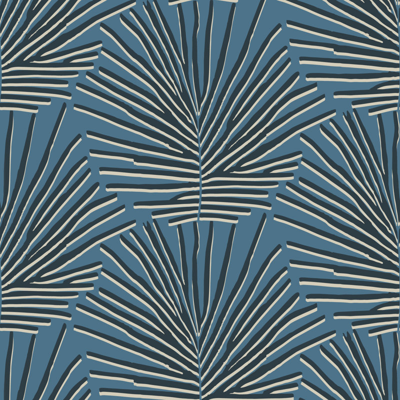 Papier peint Isle of Palms, Autoadhésif, Denim bleu marine, Papier