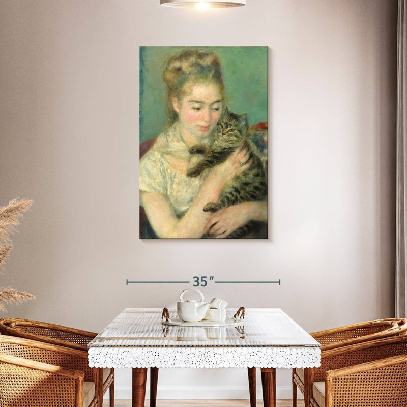 Femme Leisha avec un chat, H 45 po x l 30 po