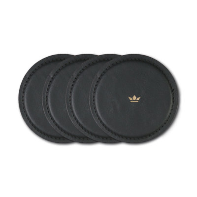 Ensemble de 4 sous-verres en cuir noirs Dia 3,9 po