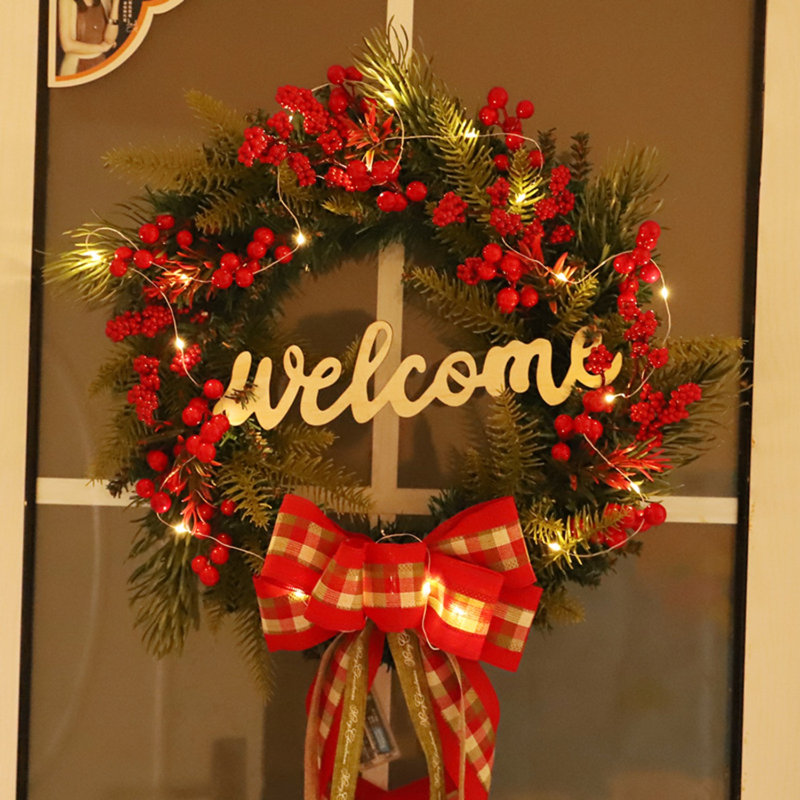 45cm Artificial Christmas Wreath with Red Berries