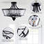 Plafonnier semi-encastré moderne en métal et cristal noir mat de 20 po à 4 lumières pour salon / chambre à coucher-1018939652