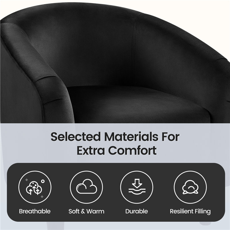 Robeson 28" Wide Velvet Barrel Chair, Black Velvet