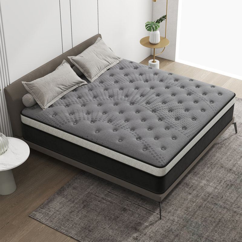 Matelas hybride 12 po / 14 po en mousse à mémoire de forme dans une boîte avec isolement de mouvement, 14", Lit double
