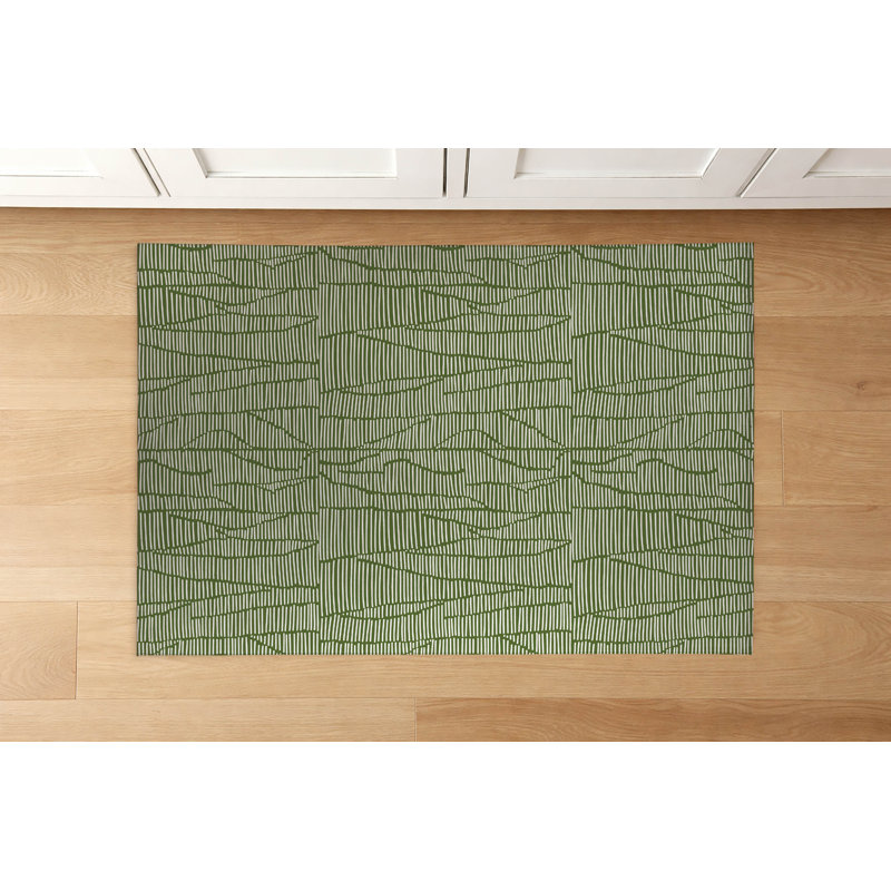 Tapis de cuisine à profil bas Grer, Rectangulaire 2 pi x 3 pi, Vert olive