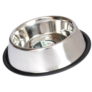 Indipets Brushed Stainless Steel Insulated Bowl with Paw Prints Feeder 32 oz