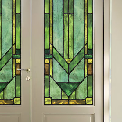 Geometric Stained Glass Effect Static Cling Film