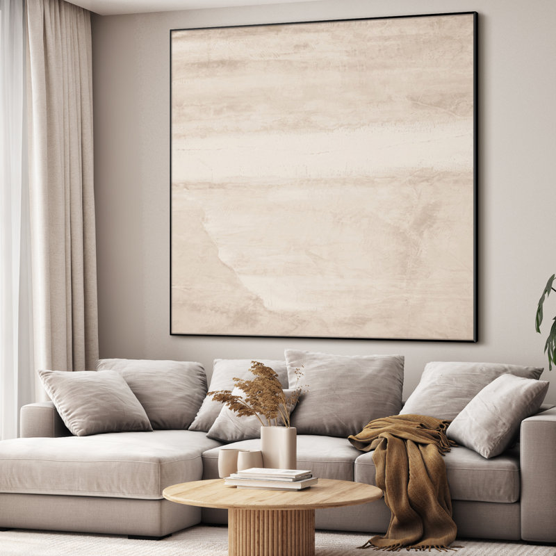 Muted Neutral Abstract Minimalist Illustrations Extra Large Framed Wall Art - Digital Print (Frame Assembly Required)