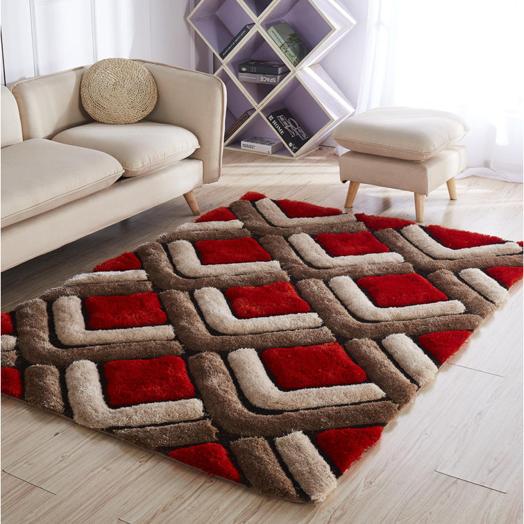 Corey-Leigh Abstract Shag Orange/Brown Area Rug