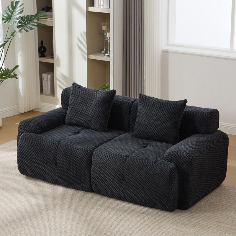 Canapé modulaire modulaire pour causeuse pour le salon, causeuse confortable avec 2 coussins et canapé convertible désossé pour les petits espaces