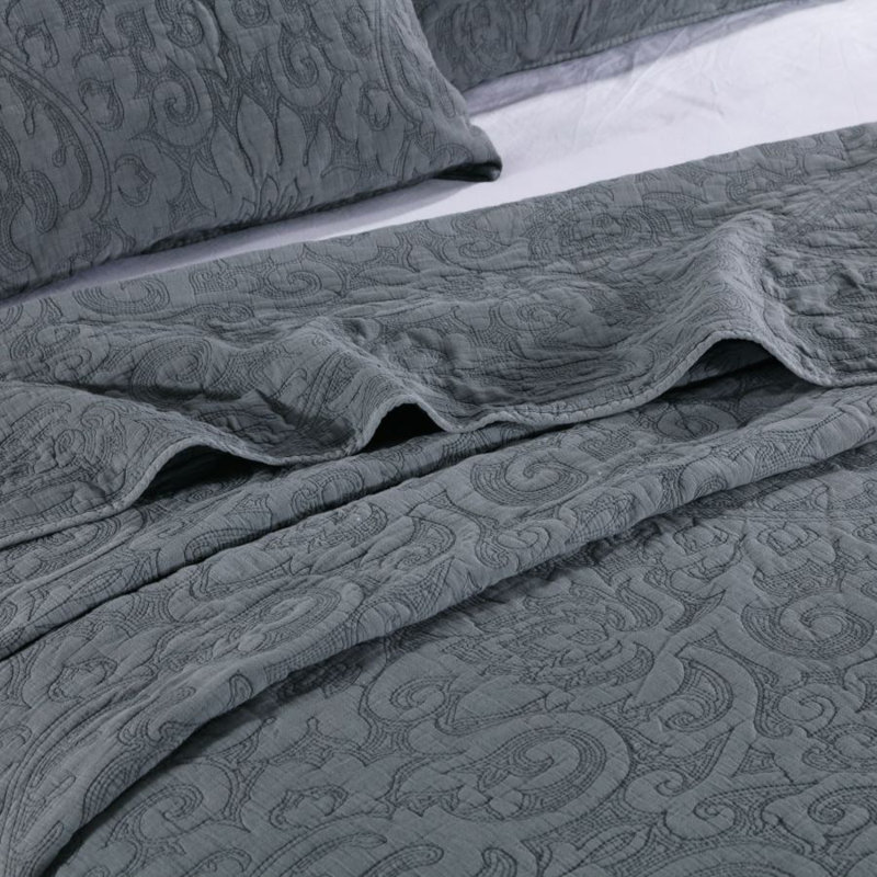 Modern & Contemporary Cotton Quilt, Gray, Queen Quilt + 2 Standard Shams
