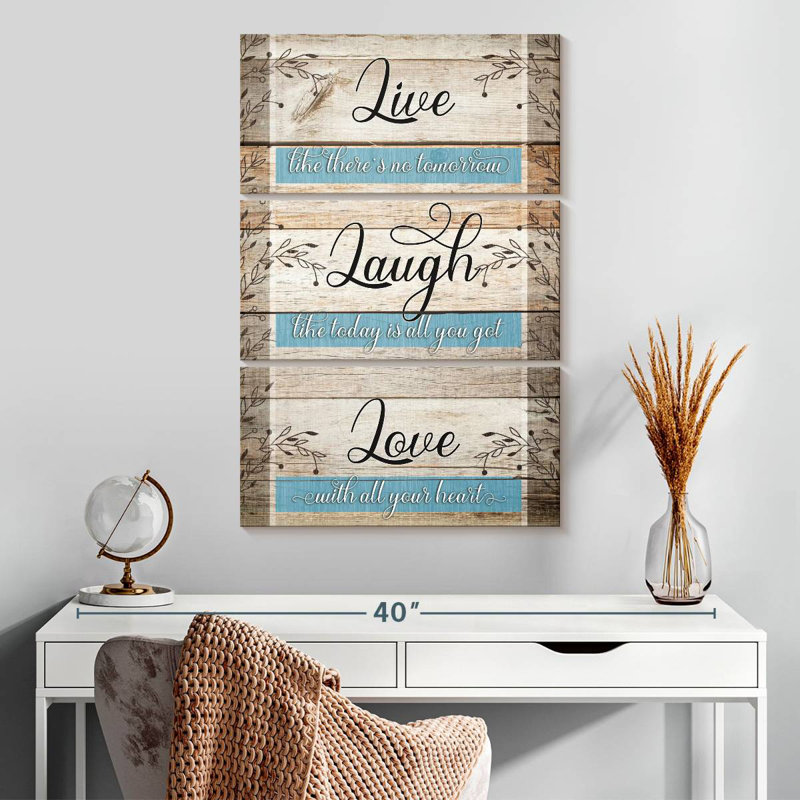 Citation inspirante «Tergel Live Laugh Love», H 32 po x l 20 po