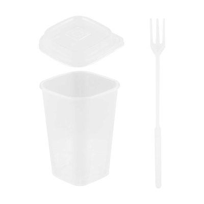 Restaurantware Plastic Food Containers 100 Pack of 24 oz Leakproof Meal Prep Containers With Tight-Sealing Lid and Fork Design Clear For Convenient Take Out
