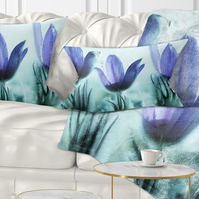 Purple Flowers with Large Petals - Floral Printed Pillow