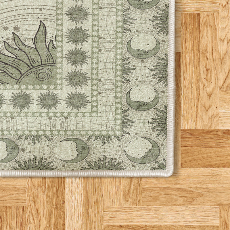 Luxama Sun and Moon High Density Long Fiber Poly Threads Decorative Area Rug Carpet, Rectangle 2'5" x 5'