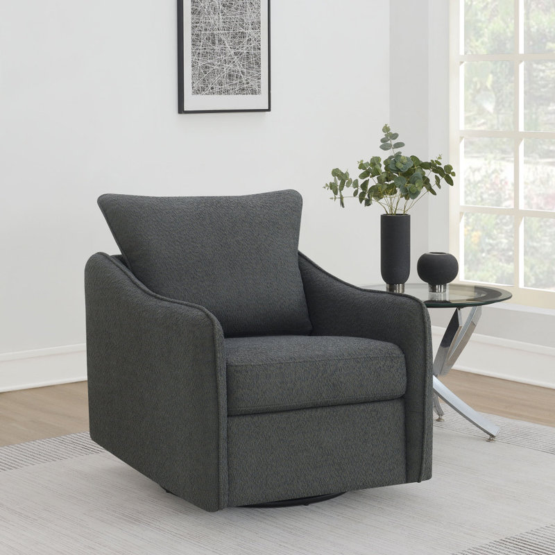 Fauteuil pivotant rembourré gris anthracite Nikko, Gris anthracite