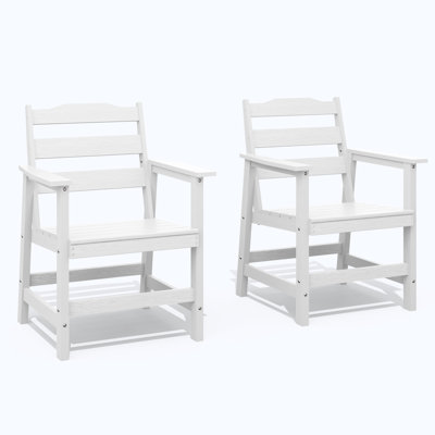 Outdoor Dining Chairs, All-Weather HDPE Patio Chair Set With Armrests