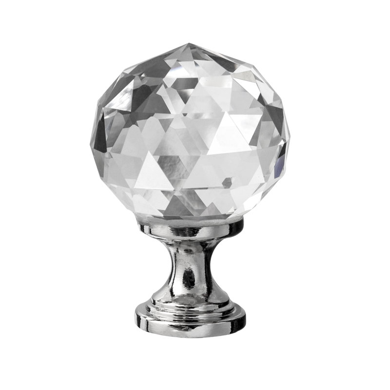 Poignée ronde en verre nickel poli 1-1 / 8 po Chloe, Nickel poli