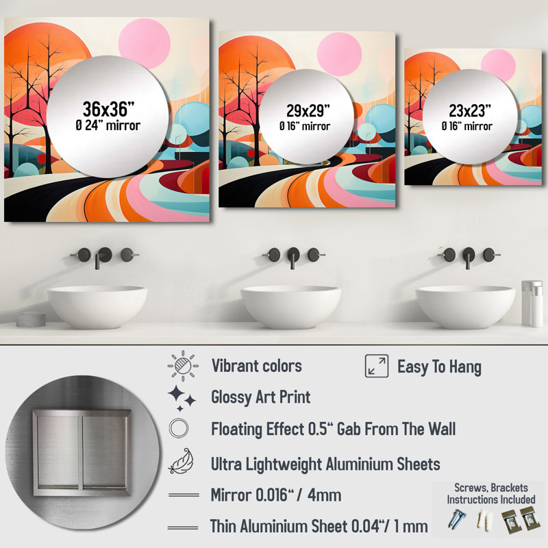 Cheyne - Art mural abstrait carré pour salle de bain, 29 po x 29 po