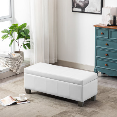 Demingo 41" Upholstered Contemporary Rectangular Storage Ottoman with Safety Hinge
