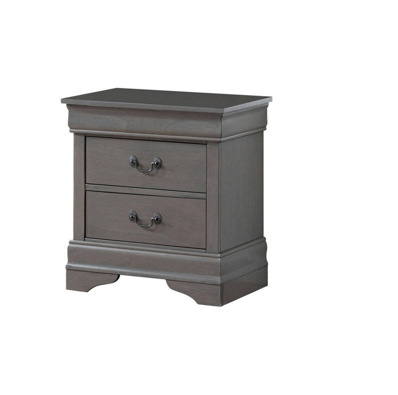 Mobilier de chambre à coucher classique à 2 tiroirs de style Louis Philippe, Gris
