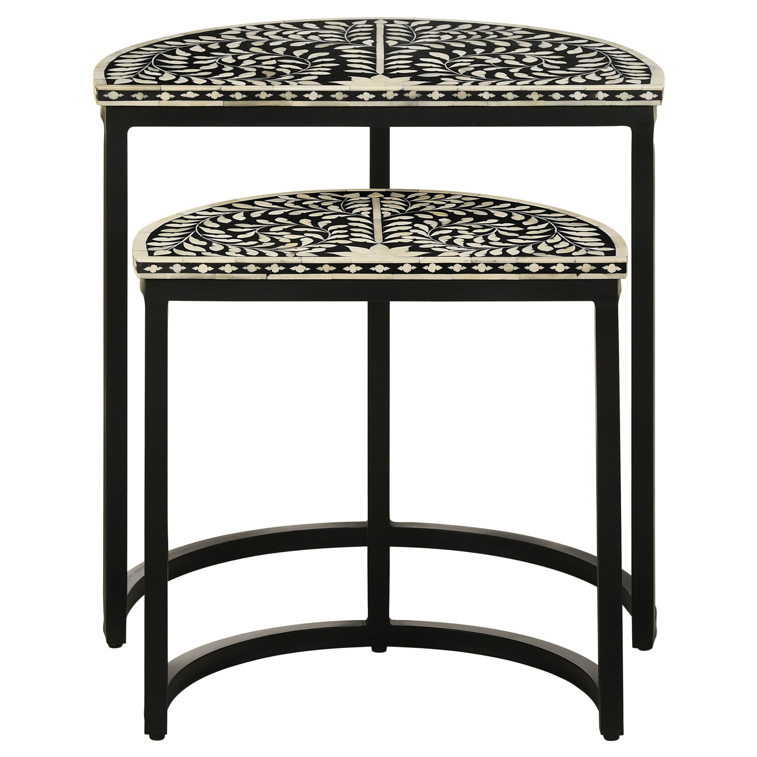 Dakota Fields Edelmira 2-Piece Demilune Nesting Table Black And White ...