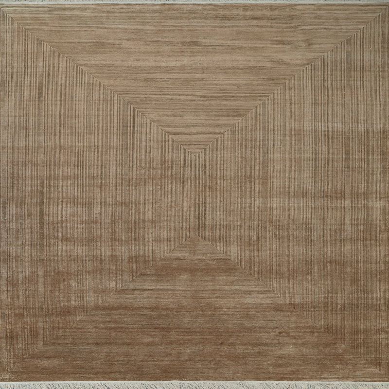Brown Contemporary Silk Wool Blend Rug - 12' x 14'6"