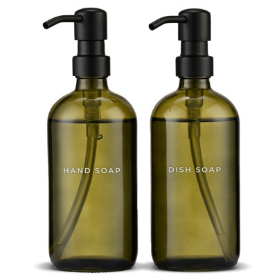 Soap Dispenser 2-piece Set | 16.9oz Bottles With Stainless Steel Pumps