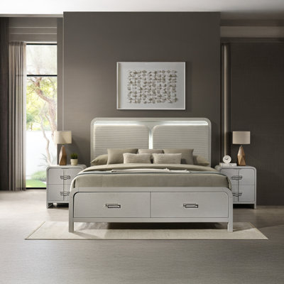 Velora 3 Pc Bedroom Set Featuring Signature Wavefront Design and Contemporary Styling