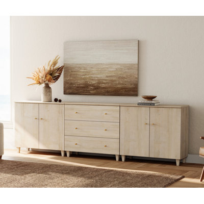 3-In-1 Wooden TV Stand With Cabinets And Drawers For Tvs Up To 100+ Inches, 106"