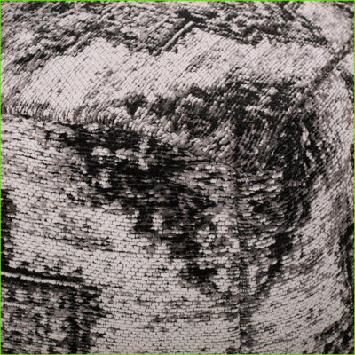 Ottoman Square Pouf for Living Room, 16x16x16 | Beige+Black | Fabric